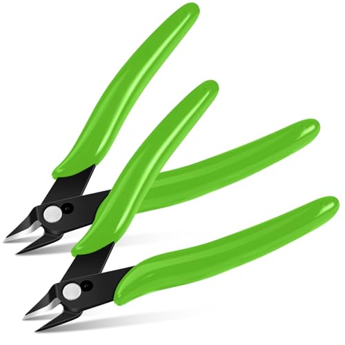 Ainiv Wire Cutters, 2PCS Spring-loaded Side Cutters Flush Cutters, Diagonal Cutters Precision Side Cutters, Diagonal Cutting Pliers in CRV Steel, Heavy Duty Cutting Pliers for Electrical, Homes - color: Green Wire Cutter-2pcs, size: 2pcs