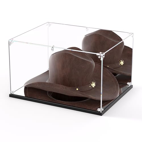 3MM Clear Acrylic Display Case, Cowboy Hat Showcase Boxes(16.5x13x7.9inch) | dofopo Panama & Tweed organizer with Mirror Backplate & Base uv Protection and Transparency Memorabilia Collectibles - size: 16.5x13x7.9inch,42x33x20cm