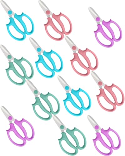 Flower Scissors - 12 Pcs Stainless Steel Flower Shears, Garden Plant Floral Shears for Fresh Flowers Stems (Blue, Green, Pink, Violet) - style: 12 Pcs