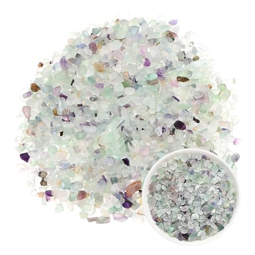 M METERXITY 1.1lb/500g Assorted Tumbled Chips Stone, 5-7 mm Crushed Crystal Quartz Pieces for Vases Filler/Aquarium/Succulent Plants Decor, Irregular Shaped Stones [Colored Glaze] - color: Colored Glaze