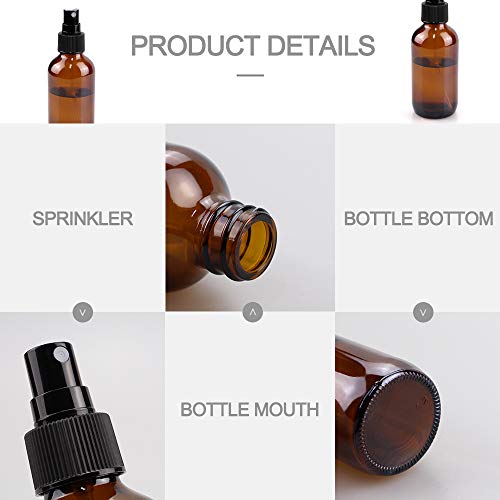 Wedama Spray Bottle, 4 oz Fine Mist Glass Spray Bottles, Little Refillable Liquid Containers for Watering Flowers Cleaning (16 Pack, Amber) - color: Amber, size: 4 Ounce (Pack of 16)