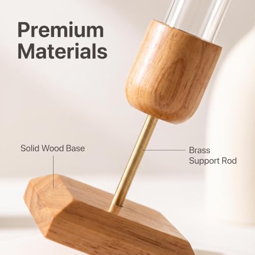 2Pcs Plant Propagation Vases with Wooden Stand | Small Vases for Hydroponic Plants Cutting Office Home and Garden Decor