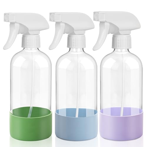 Plastic Spray Bottle, 17oz Refillable Versatility Sprayer, Clear, 3 Pack | Adjustable Mist & Stream Nozzle – For Water, Hair, Cleaning, Essential Oils, Plants, BBQ & DIY Spraying - color: Green + Light Blue + Purple, size: 3 Pack/500ml