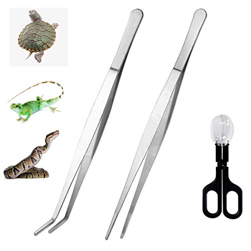 15 Inch Reptile Feeding Tongs Long Tweezers Cricket Clamp Bug Scooper - size: 15 inch (Pack of 3)