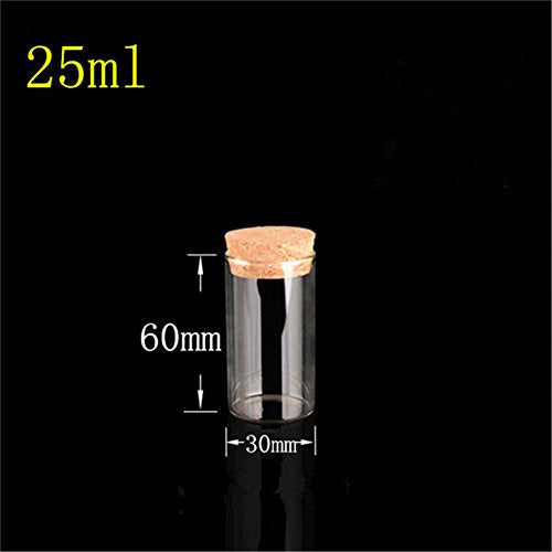 30x60mm 25ml Glass Vials Jars Test Tube With Cork Stopper Empty Glass Transparent Clear Bottles 12pcs (12, 25ml-30x60mm) - size: 25ml-30x60mm