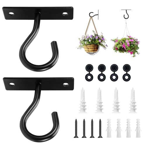 2Pack 2.5In Ceiling Hooks for Hanging Plant, Wall Hanger Plant Holder Black - size: 2.5Inch 2Pack-Black
