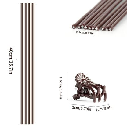 10Pcs Plant Support Stakes with 15Pcs Plant Clips, 16inch Plant Sticks - color: Brown-16inch