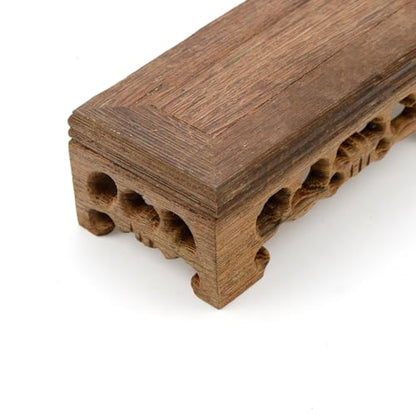 Wooden Display Stand Base 4.33"×1.97" Rectangle Wood Carved Pedestal Oriental Stand Pedestal for Furniture Antique - size: 4.33"×1.97"