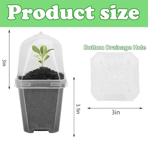 10 Pcs 3" Clear Plant Nursery Pot with Humidity Dome, Plastic Gardening Pot | Plastic Plant Container with Labels, Plastic Gardening Containers Cups for Seedlings Vegetables Succulents Cuttings - color: 10pcs-white, size: 3 Inch