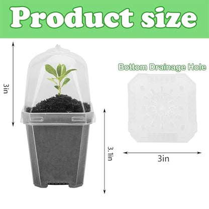 10 Pcs 3" Clear Plant Nursery Pot with Humidity Dome, Plastic Gardening Pot | Plastic Plant Container with Labels, Plastic Gardening Containers Cups for Seedlings Vegetables Succulents Cuttings - color: 10pcs-white, size: 3 Inch