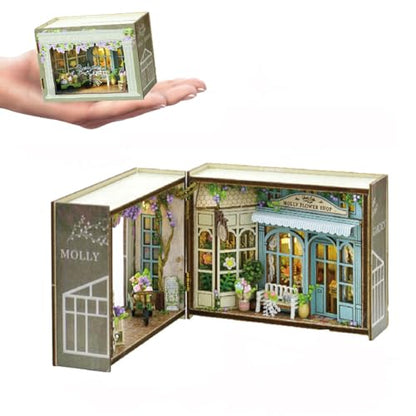 Mini 3D Wooden Doll House Craft Model with LED,DIY Miniature and Furniture Dollhouse Kit,Creative Room Idea for Valentine's Day Birthday Gift (Molly Garden) - color: Molly Garden