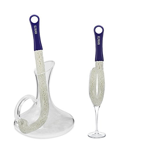 KUWAN Flexible Bottle Cleaning Brush Multi-Function Household Tools Scourer | for Some Decanters, Goblets, Glasses, Cups - color: White