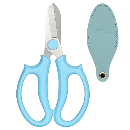 Garden Pruning Shears Scissors with Comfort Grip Handle, Premium Steel Professional Floral Scissors, Perfect for Arranging Flowers, Pruning, Trimming Plants, Gardening Tool (Blue) - color: Blue