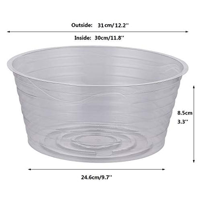 Idyllize 10 Pieces of 12 Inch Clear Thin Deep Plastic Plant Saucer Drip Tray for Pots (12'') - size: 12''