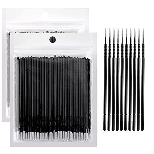 Dming 200PCS Micro Applicators Brushes Mini Cotton Swabs Remove Grafted Eyelash Glue Dedicated Brush Disposable Microswabs for Eyelash Extensions Make up and Lash Clean and Personal Care (Black 1) - color: black 1
