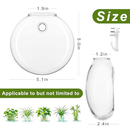 Wall Propagation Planters, 4 Pack Oblate Hanging Plant Holder Vase - size: 5.1"L x 2.4"W x 5"H