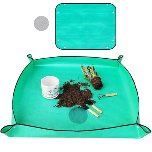 Plant Repotting Mat Waterproof Gardening Mat Plant Transplanting Potting Tray for Indoor Succulent Potting Tarp Portable Thicken PE Mat Garden Work Cloth Bonsai Tools (40"x 60") - size: 40"x 60"