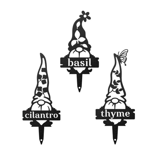 RealSteel Personalized Gnome Garden Labels – 5 Pack Metal Plant Markers | Custom Vegetable, Herb & Flower Garden Stakes for Outdoor Plants | Weatherproof Garden Décor | Gardening Gift | Made in USA