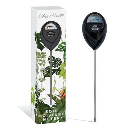 Classy Casita Soil Moisture Meter - Hygrometer Sensor Tool for Indoor and Outdoor Plants - Monitoring Water Levels in Soil House, Gardening, Farm, Lawn, Potted Care - No Batteries Required - Black