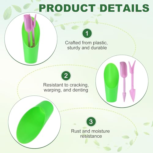 M METERXITY 1-Set Succulent Tools, Plastic 2-in-1 Mini Garden Shovel Hand Succulent Transplanting Tools Garden Shovel Transplant Trowel for Planting/Digging/Aerating/Sowing [Green,Purple] - color: Green,Purple