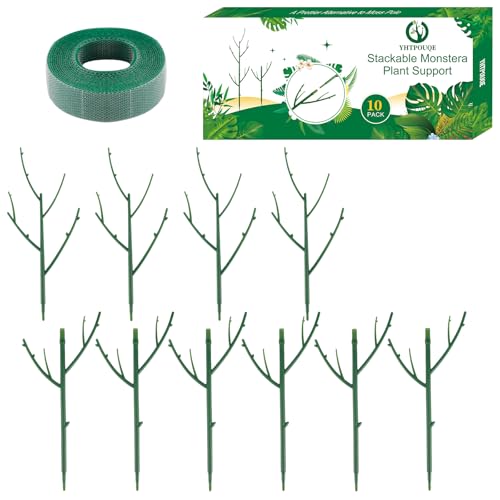 10 Pack Stackable Monstera Plant Support, Garden Stakes for Climing Plants Stem Support, Durable Plant Accessories for Indoor Outdoor Potted Plants, Pothos, Vine, Flower Use
