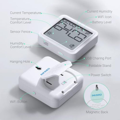 INKBIRD WiFi Hygrometer IBS-TH3-PLUS Temp Humidity Sensor with Display