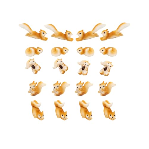 20 Pcs Squirrel Miniature Figurines Set Mini Chipmunk Figurines for Succulent Planter Moss Landscape Terrarium Fairy Garden and Home Decor