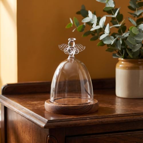 BESPORTBLE Angel Glass Cover Angel Preserved Flowers Flowers Wedding Decoration Glass Dome with Base Tabletop Display Case Cloche with Base Vase Wooden Dried s Snack