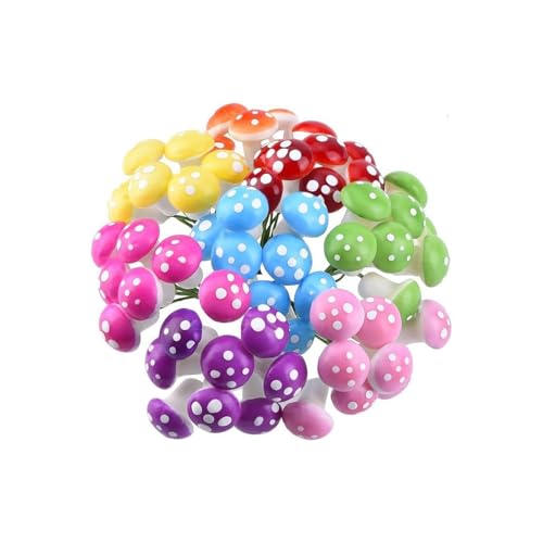 Pack of 100 Mini Foam Mushroom for Garden Ornament Flower Pots Bonsai Micro Landscape Decor (Assorted Color)