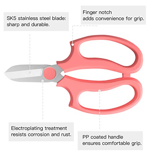 Housolution Flower Scissors, Premium Steel Garden Pruning Shears, Pink - color: Pink, size: 1 Pack