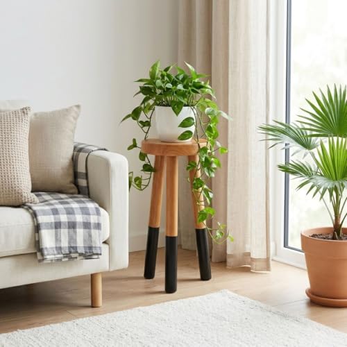Wood Plant Stand, Indoor Plant Holder, Wooden Pot Stand for Plants - color: 18" Tall Black