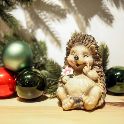 Resin Small Garden Cute Hedgehog Decor, 3.9 Inch High, Waterproof Animal Figure, Outdoor for Flowerpot Lawn Yard, Indoor Shelf Desk Bookshelves - size: Small