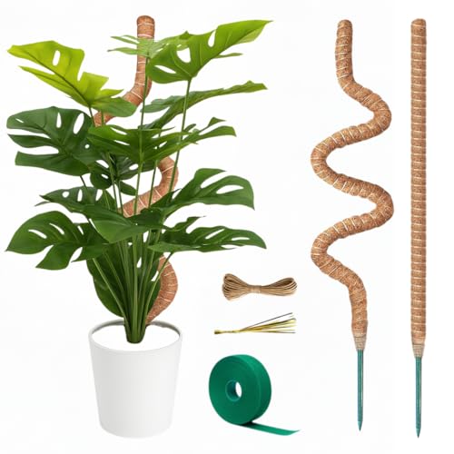 2 Pack 50" Bendable Moss Pole Monstera Plant Support for Climbing Plants - size: 50"