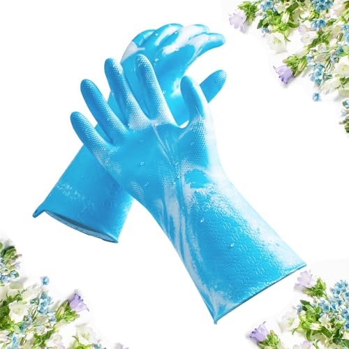 Vgo... Extra Long Gardening Gloves,Double-layer,Waterproof,Slip-Resistant,Chemical-Resistant Glove for Gardening,Outdoor Work(TP1117) - color: Blue+white, size: Large(Pack of 1)
