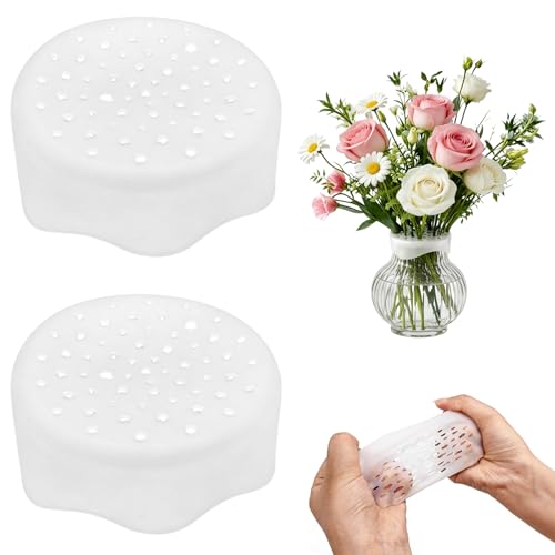 Clear Silicone Flower Stem Holder for Vases, Spiral Floral Arranger Grid, Flexible & Reusable Ikebana Tool, Waterproof DIY Flower Organizer for Home Decor, Easy to Use (White-2pcs) - color: White-2pcs