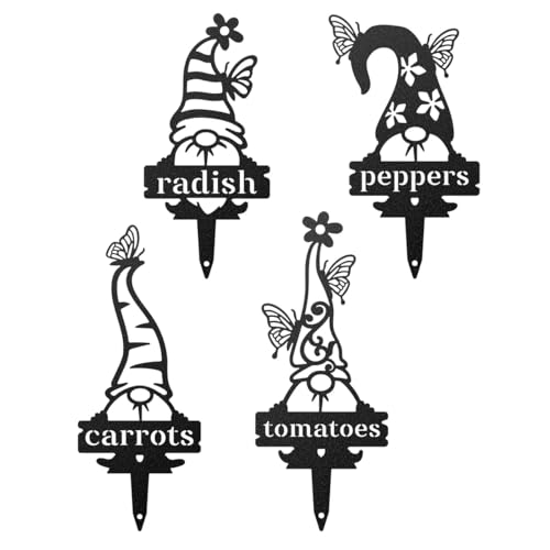 RealSteel Personalized Gnome Garden Labels – 5 Pack Metal Plant Markers | Custom Vegetable, Herb & Flower Garden Stakes for Outdoor Plants | Weatherproof Garden Décor | Gardening Gift | Made in USA