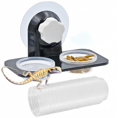 Lizard Gecko Feeding Ledge Holder, with 30 pcs 0.5oz Food Cups Dish | Gecko Feeding Ledge [Non-Suction Cup], with0.5oz 30 Cups, Reptile Food Bowls Water Dish for Lizard Ledge Accessories Supplies