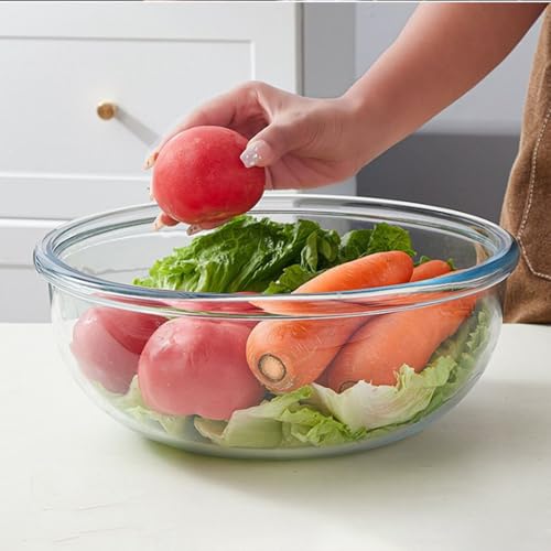 6.3Quart Large Glass Bowl for Bread Making-Glass Mixing Bowl for Sourdough Bread, Clear Breads Proofing Bowl with Covers, Ideal for Kitchen&Storage