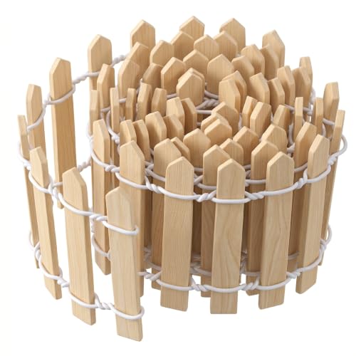 Bewudy 35Inches Mini Fairy Garden Fence, Small Wood Decorative Picket Fence - color: Wood