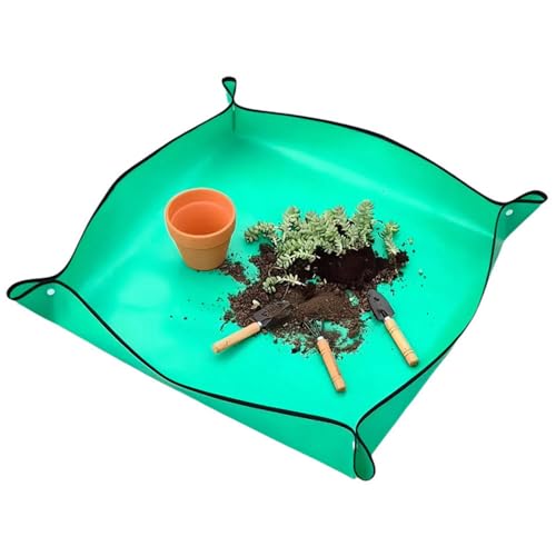 Waterproof Plant Repotting Mat Foldable, Gardening Transplanting Tray - size: 1'8" x 1'8" (Square)