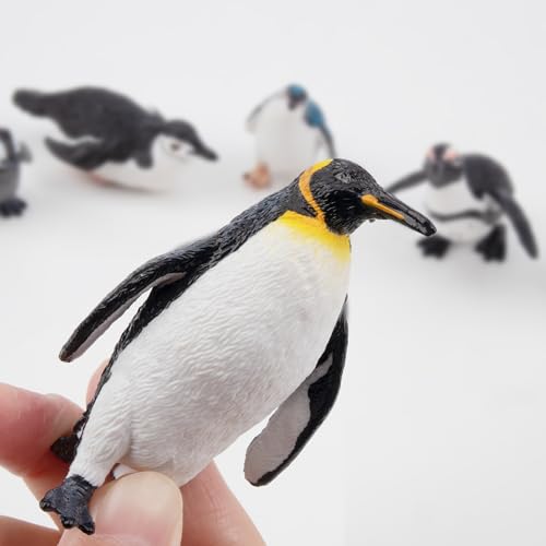 Toymany 12PCS Realistic Penguin Figurines, Plastic Polar Antarctic Animal Figures Set with Penguin Cub, Easter Eggs Cake Toppers Christmas Birthday Gift for Kids Toddlers - color: Penguin