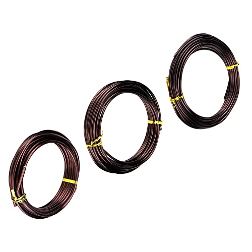 Antrader Bonsai Training Wire Set,Anodized Aluminum Wire 2.5mm/3.0mm/4.0mm Training Wire for Bonsai Trees,3 Sizes/100g,Brown - color: Brown
