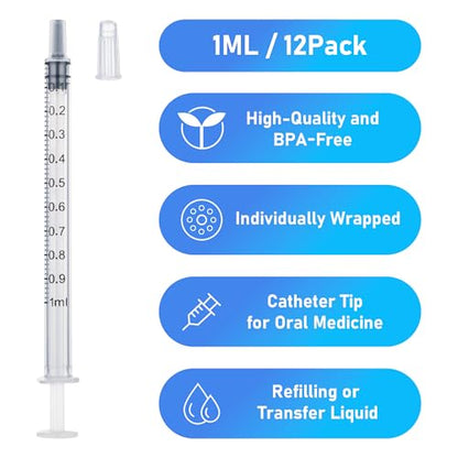 50pack 1ml Syringes Without Needle Plastic for Liquid, Measuring, Ink Refilling, Oil, Liquids Glue Applicator, With Cap - style: 1ML