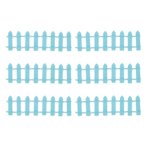 M METERXITY 6-Pack Miniature Terrarium Fence, 3.74 Inch 9.5x3cm Wooden DIY Small Wood Decorative Picket Fence for Dollhouse/Crafts/Diorama Project, Micro Landscape Ornaments [Light Blue] - color: Light Blue
