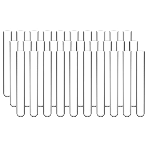 stonylab Glass Test Tubes, Transparent Borosilicate Glass Round Bottom Test Tubes with 20 mm Diameter and 150 mm Length for Lab Use, 30-Pack