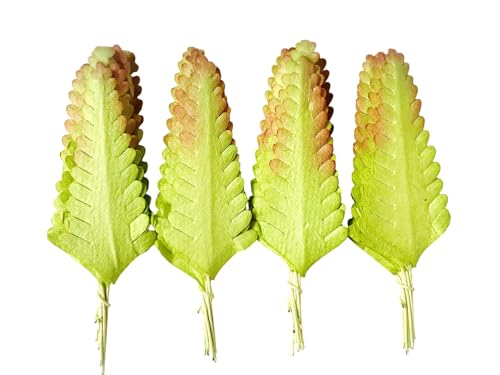 Ploen 25 pcs Light Green Leaves Ferns Mulberry Paper Leaves with Wire Stems Fern1 Leaf Mulberry Paper Craft Supplies Scrapbooking Embellishments for so Many Card DIY Craft Projects Leaves212