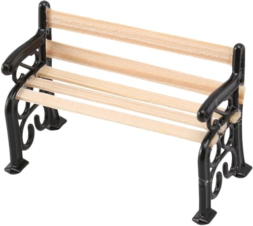 Miniature Park Bench Dollhouse Decoration Accessories Miniature Dollhouse Miniature Park Bench Scale Accessories Mini Fairy Garden Chairs Set for DIY Crafts, Dollhouse Ornament(1.9x0.9x1.3 inch)