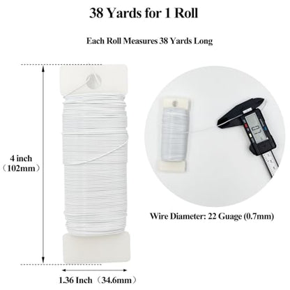 22 Gauge White Metal Floral Wire, 38 Yards/35 Meters,for Christmas Wreaths,Tree Decoration,Flower Arrangement,Craft Wire,Flower Wire,Garden Wires,Flowers Bouquet Accessories,Jewelry Wires DIY - size: 22Gauge-White-1P/38Yards