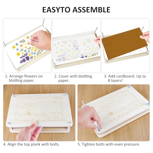 MeRGBWLife Large Flower Press Kit for Adults – 10.8"x6.9" Wooden 6-Layer Flower Press for Pressed Flowers, Herbs & Leaves, DIY Flower Preservation for Bookmarks, Weddings, and Craft Projects - size: 10.8"x6.9"