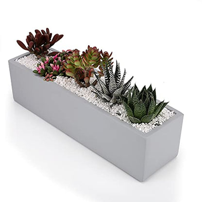 15 Inch Grey Rectangular Cement Planter Concrete Succulent Planter Windowsill Box - size: Large